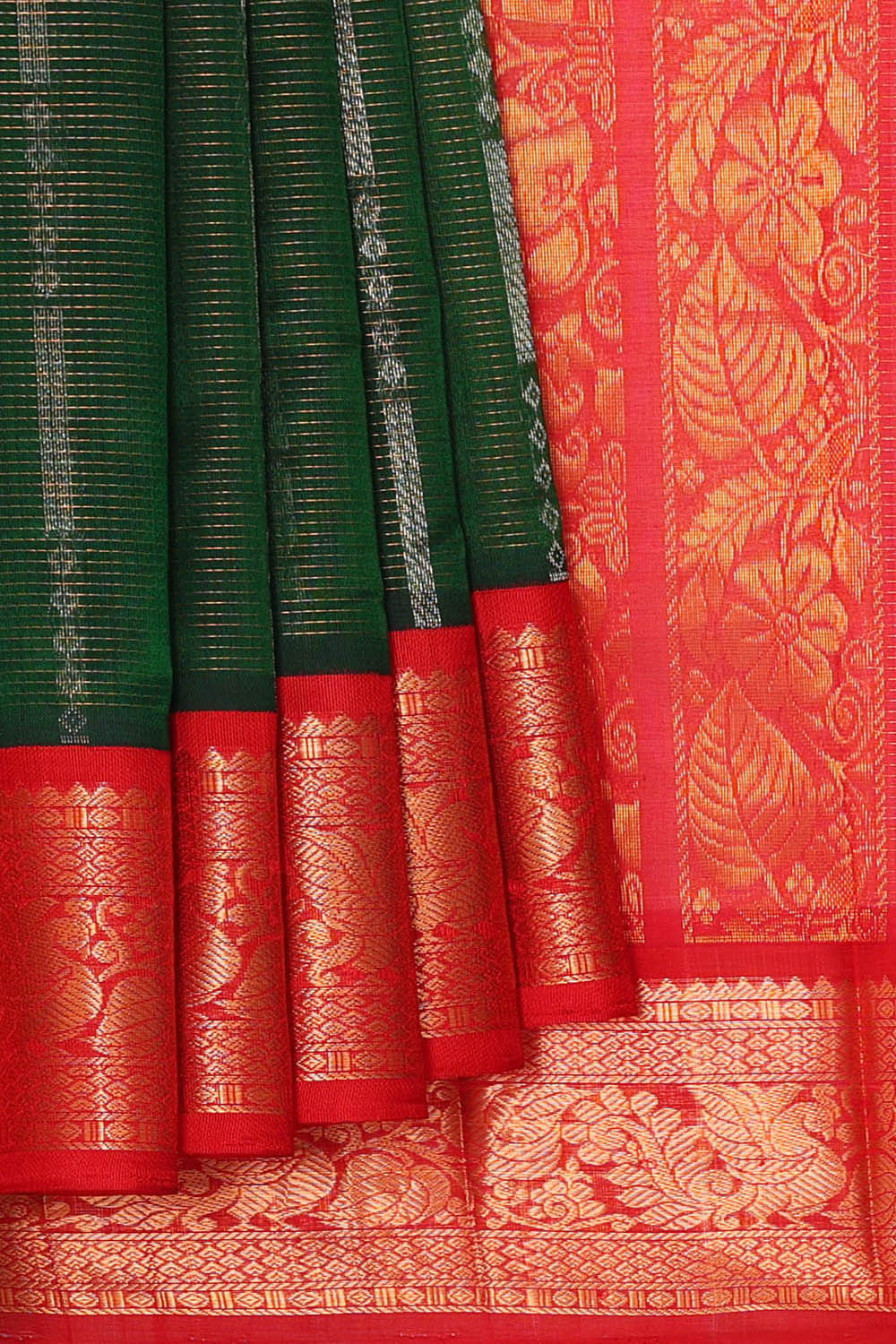 Image of Kuppadam Bottle Green Saree